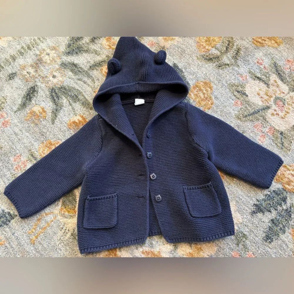 Baby Gap Chunk Knit Hooded Jacket 18 months navy